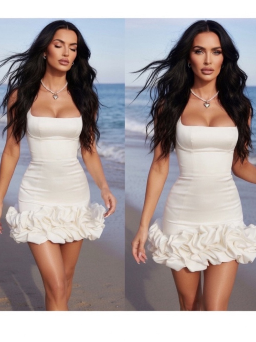 HOUSE OF CB 'Lilou' Ivory Ruffle Hem Dress /Size S-US 4-6/$255 - Picture 3 of 7